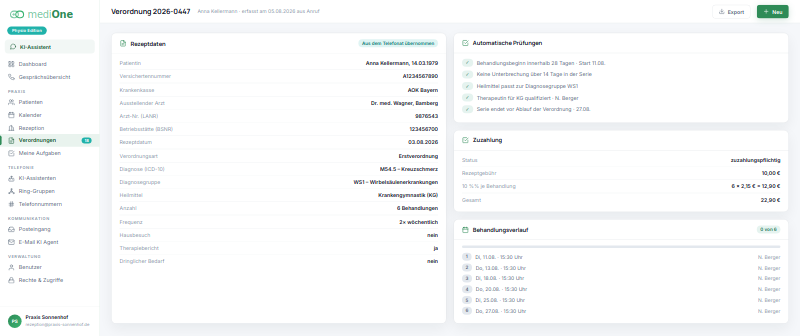 mediOne &ndash; Verordnung im Detail