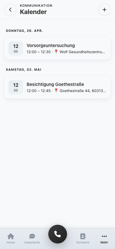 Terminkalender mit Tagesansicht