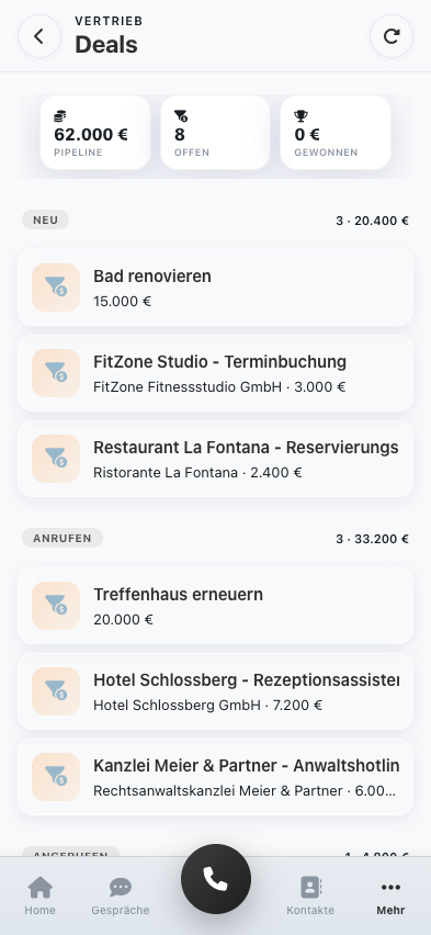 Offene Aufgaben und Verordnungs-Status
